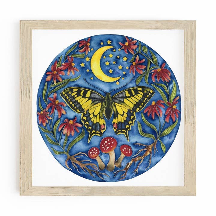 Butterfly Painting Of Yellow Swallowtail, Boho Butterfly Print for wholesale by Candace Fincher