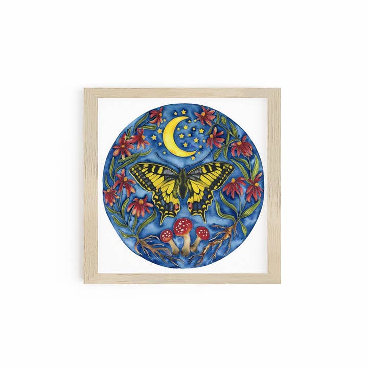 Butterfly Painting Of Yellow Swallowtail, Boho Butterfly Print for wholesale by Candace Fincher