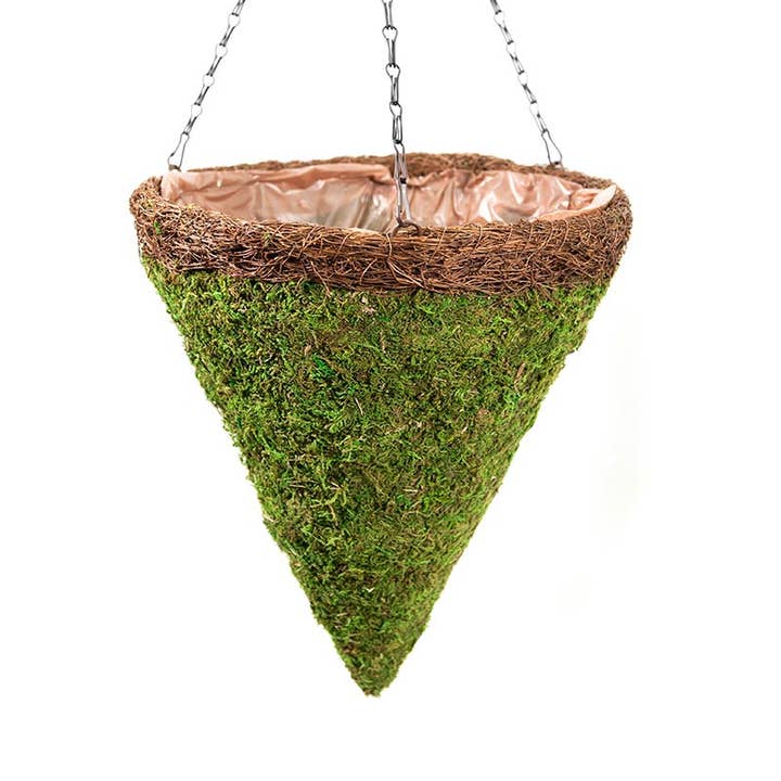 Vimini Cestino sospeso a cono MossWave, bordo in vimini in vendita all'ingrosso su Faire