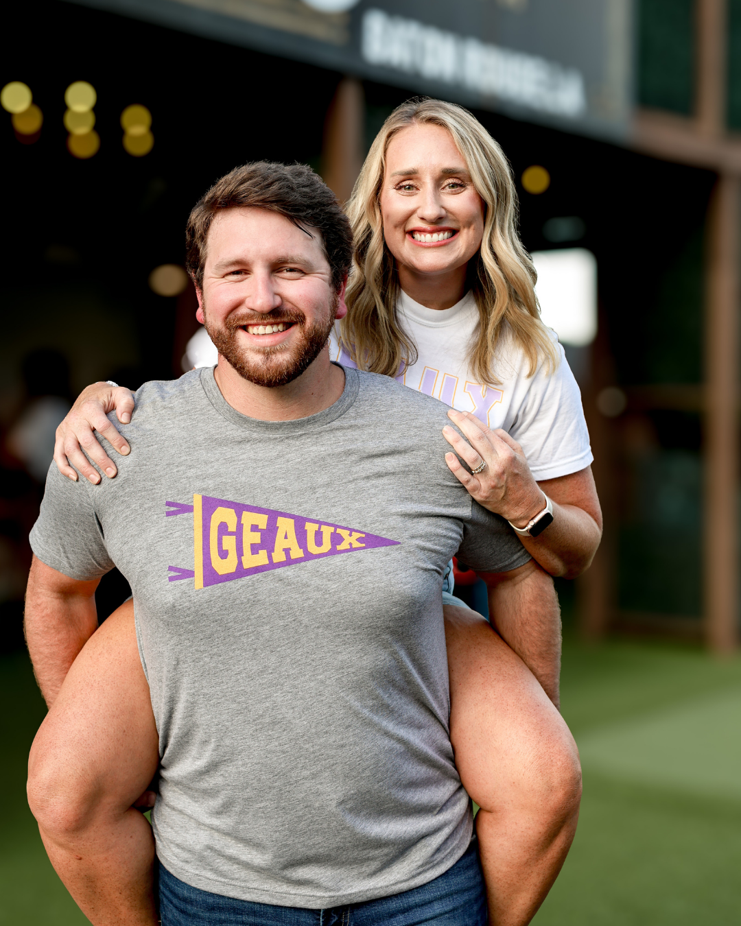 Heather Grey Geaux Pennant T-Shirt for wholesale on Faire4