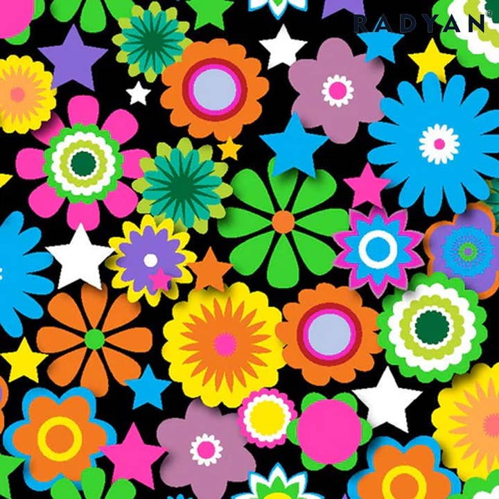 Flower Stars 2 Fabric for Conversational Dye Projects for wholesale by Radyan Fabrics