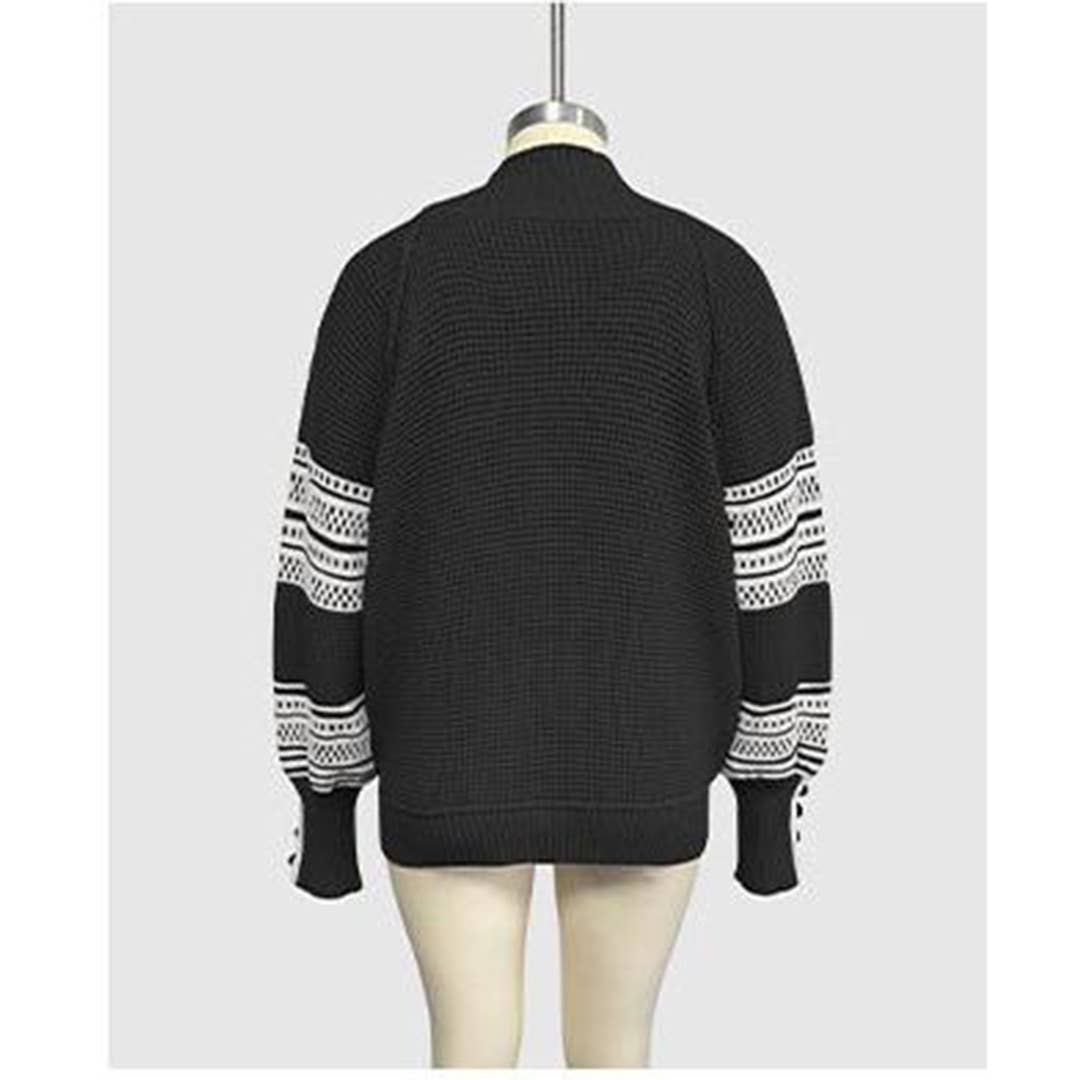 UNISHE - Wholesale Knit Sweater - Women's - Knitted Contrast Half Turtleneck Pullover Sweater SF13214