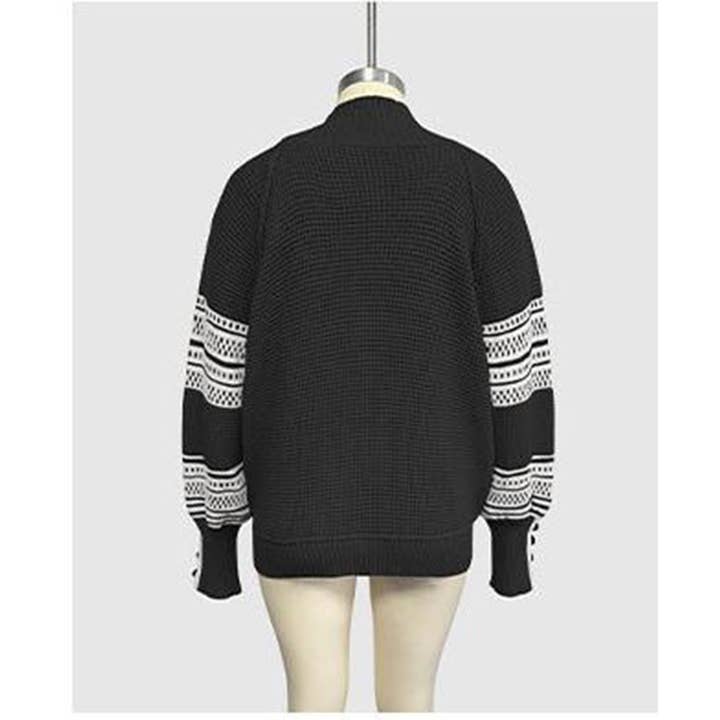 UNISHE - Wholesale Knit Sweater - Women's - Knitted Contrast Half Turtleneck Pullover Sweater SF13214