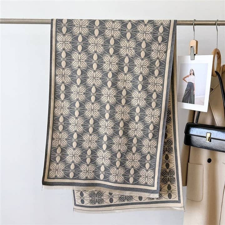 Ekartini - Wholesale Scarf - Women's - Women's Double-Sided Camellia Scarf Chanel-Style Elegant Warm Neck Warmer Shaw3