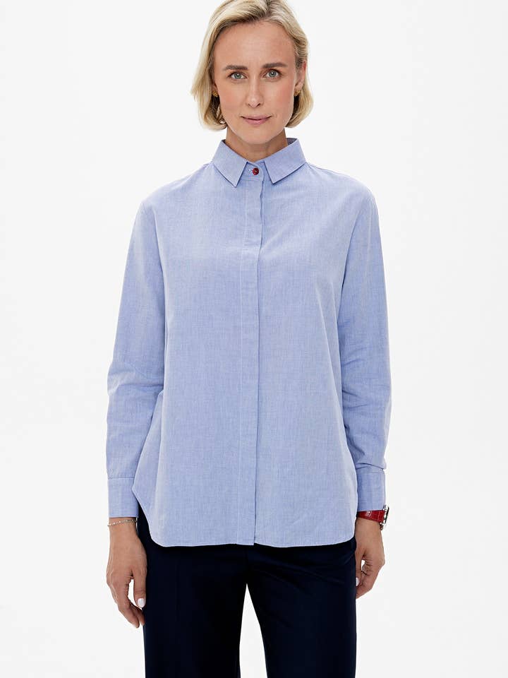 CAPSULE by Agnė Gilytė - Wholesale Button Down Shirt - Women's - Shirt 'OXFORD' | classic washed cotton in baby blue5
