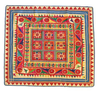 Tesoros Trading Company - Wholesale Tapestry/Textile - Vintage Chakla Folk Art Textile, India4