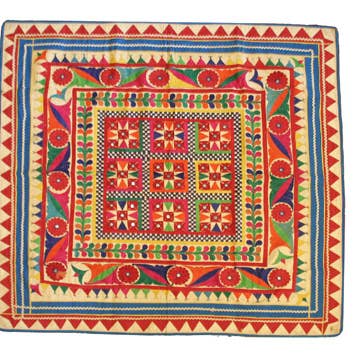 Tesoros Trading Company - Wholesale Tapestry/Textile - Vintage Chakla Folk Art Textile, India4