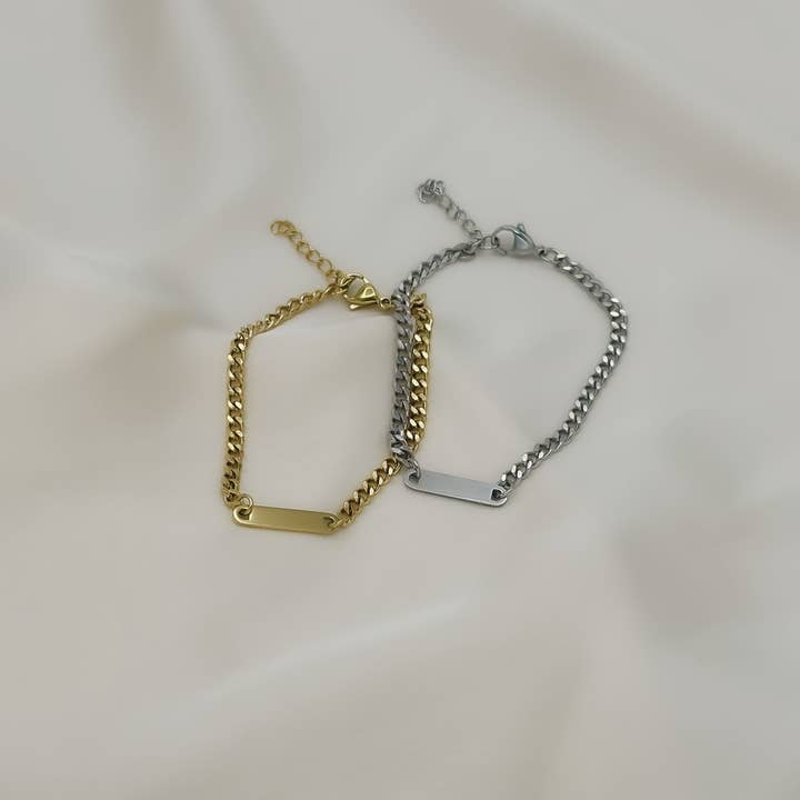 Bracciale a Catena Curb Personalizzato Inciso per la vendita all'ingrosso da parte di Rand Design