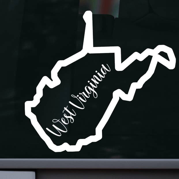 Adesivo per auto e laptop con nome, motivo: West Virginia per la vendita all'ingrosso da parte di AO Designs LLC