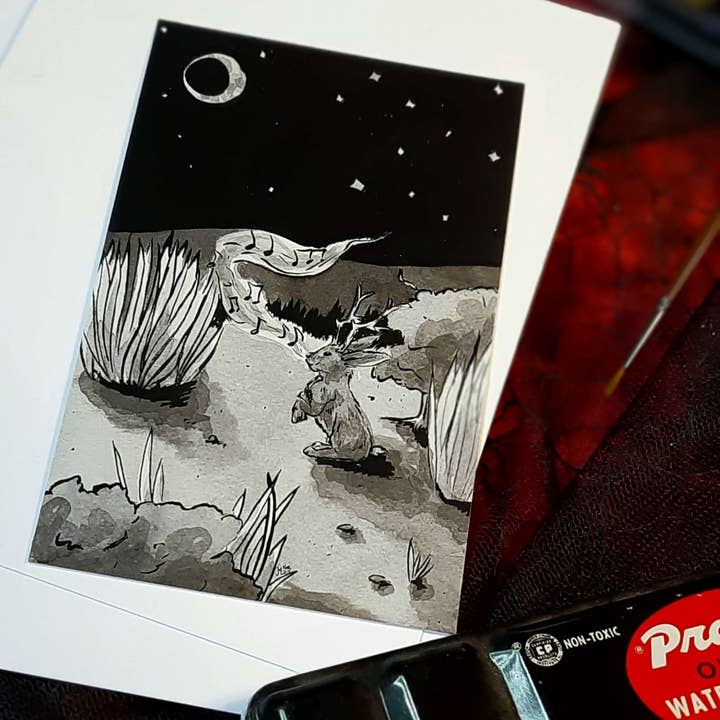 Small Jackalope Print for wholesale by Haunted Amusement Park