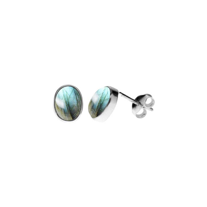 Samira labradorite oval plain studs for wholesale by Kali Ma Designs - Sterling Silver Jewellery