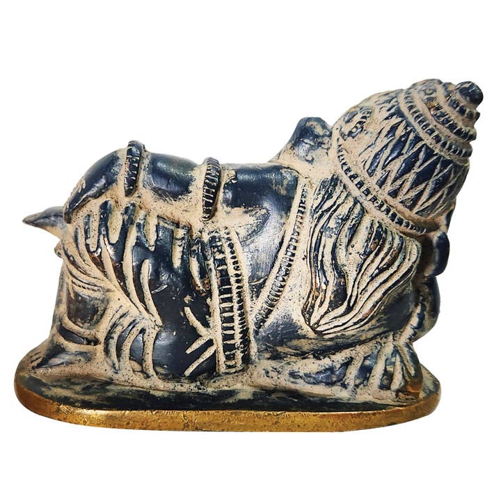 Yak & Yeti – Engroshandel Skulptur – Messing hvilende Ganesh-statue sort sandfinish2