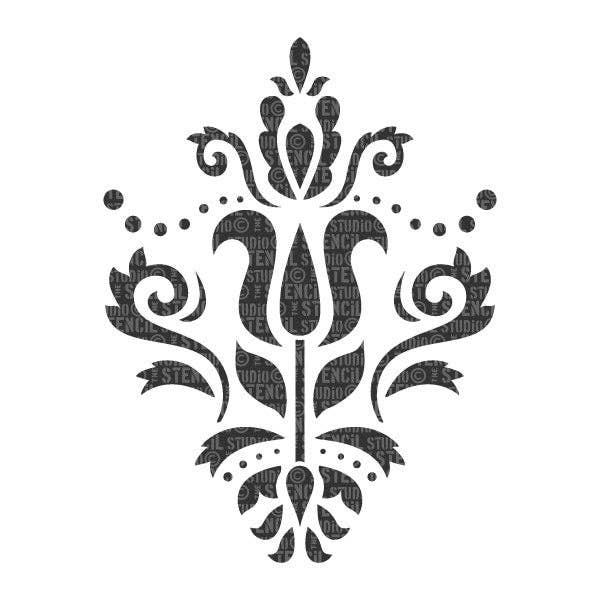 Scandi Damask Stencil for engroshandel hos The Stencil Studio