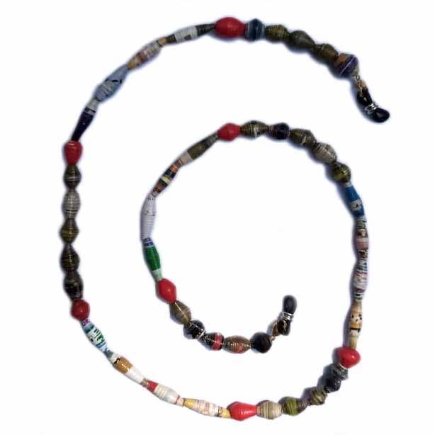 Global Crafts - Wholesale Beaded/Pearl Necklace - Face Mask/Eyeglass Paper Bead Chain, Black and Red3