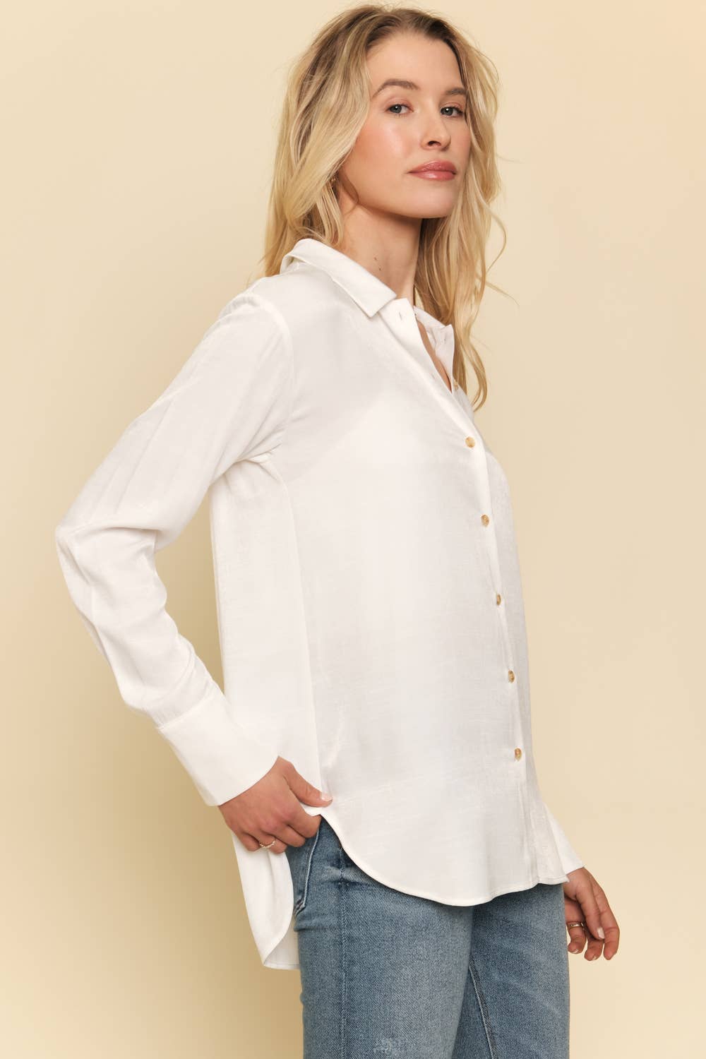 Wholesale 60014 Shiny Button Down Shirt for your store Faire