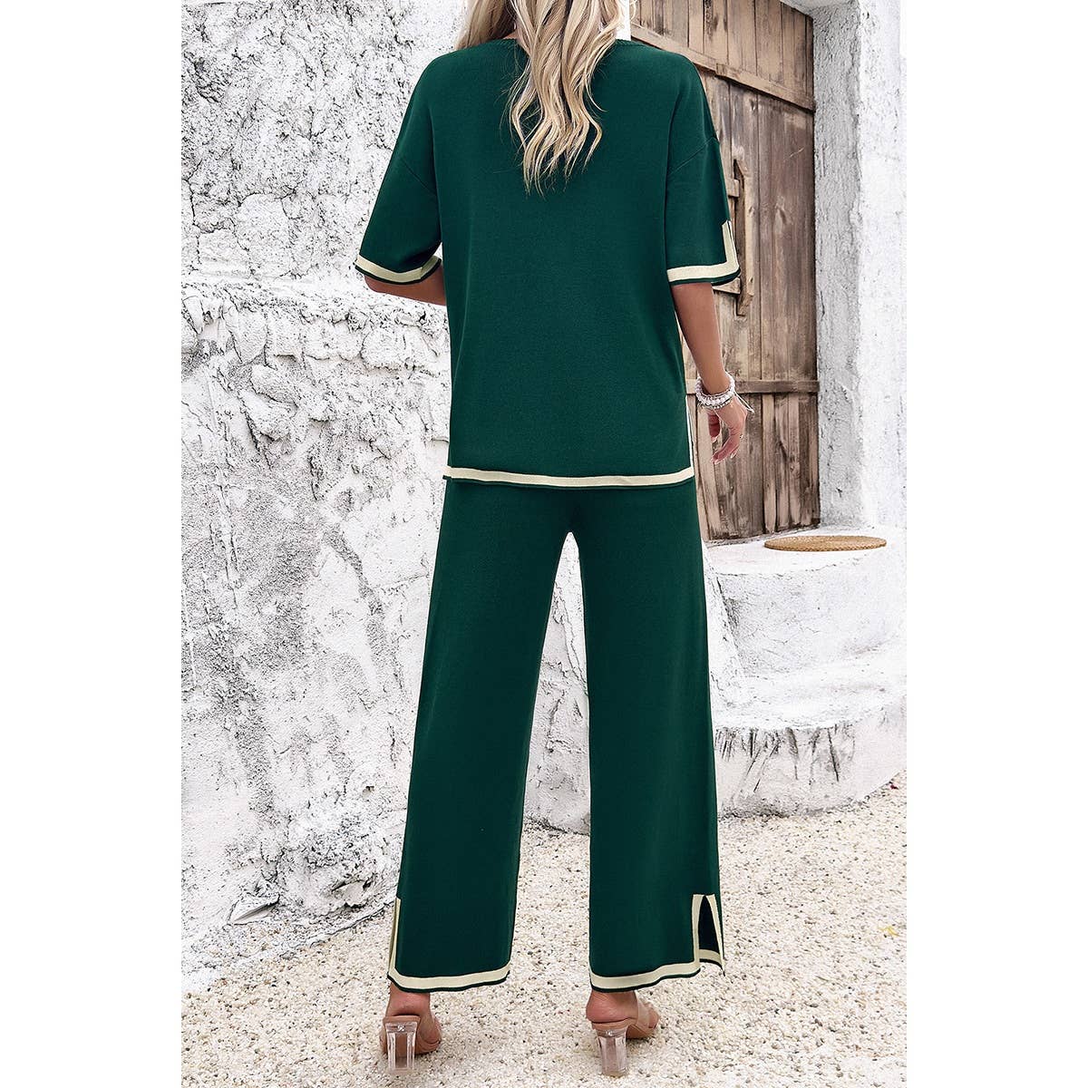 Supreme Fashion - Wholesale Top & Pant Set (NOT Loungewear) - Women's - Two Pieces Outfits Knit Short Sleeve Wide Leg Lounge Sets26