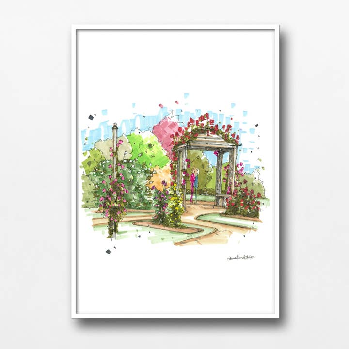 Rose Arbour, Historic Gardens, Annapolis Royal for wholesale by Downtown Sketcher