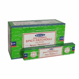 Satya Spicy Patchouli Räucherstäbchen für den Großhandel von Crystal Magick Wholesale Ltd