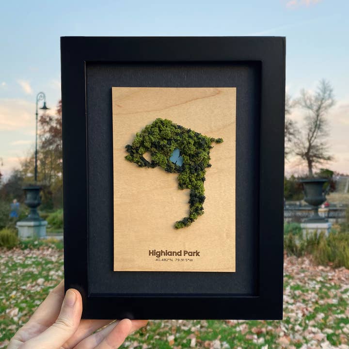 Parks and Green Spaces Framed Mini Maps for wholesale by Squirrel Hill Design and Craft
