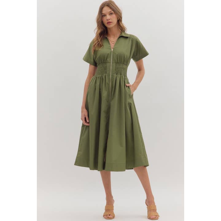 STYLE USA - Wholesale Dress - Women's - Solid short sleeve midi dress 10