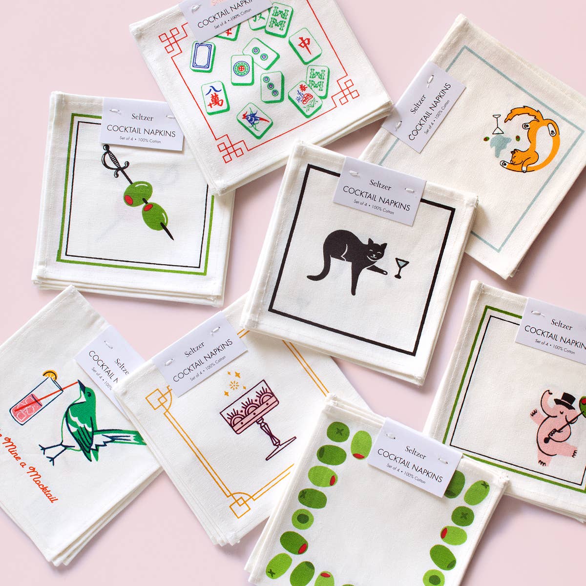 Seltzer Goods - Wholesale Dinner & Cloth Napkin - Mah Jong Tiles Cocktail Napkin Set2