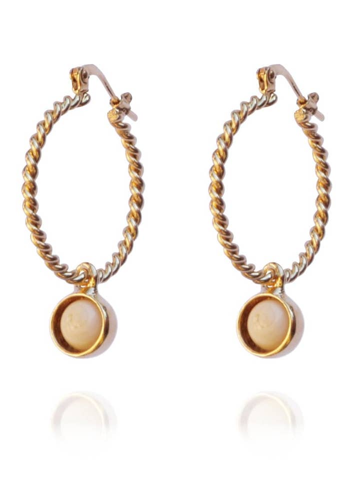 Diane ivory hoop earrings for wholesale by CHRISTEL BUSSIERE