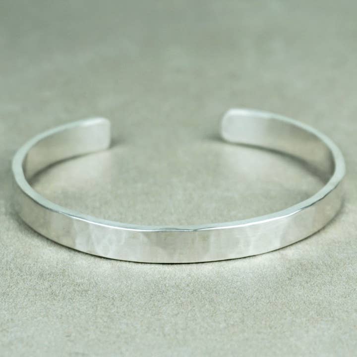 Meredith Matte Sterling Silver 6mm Cuff Bracelet for wholesale by elle deVisme artisan jewelry