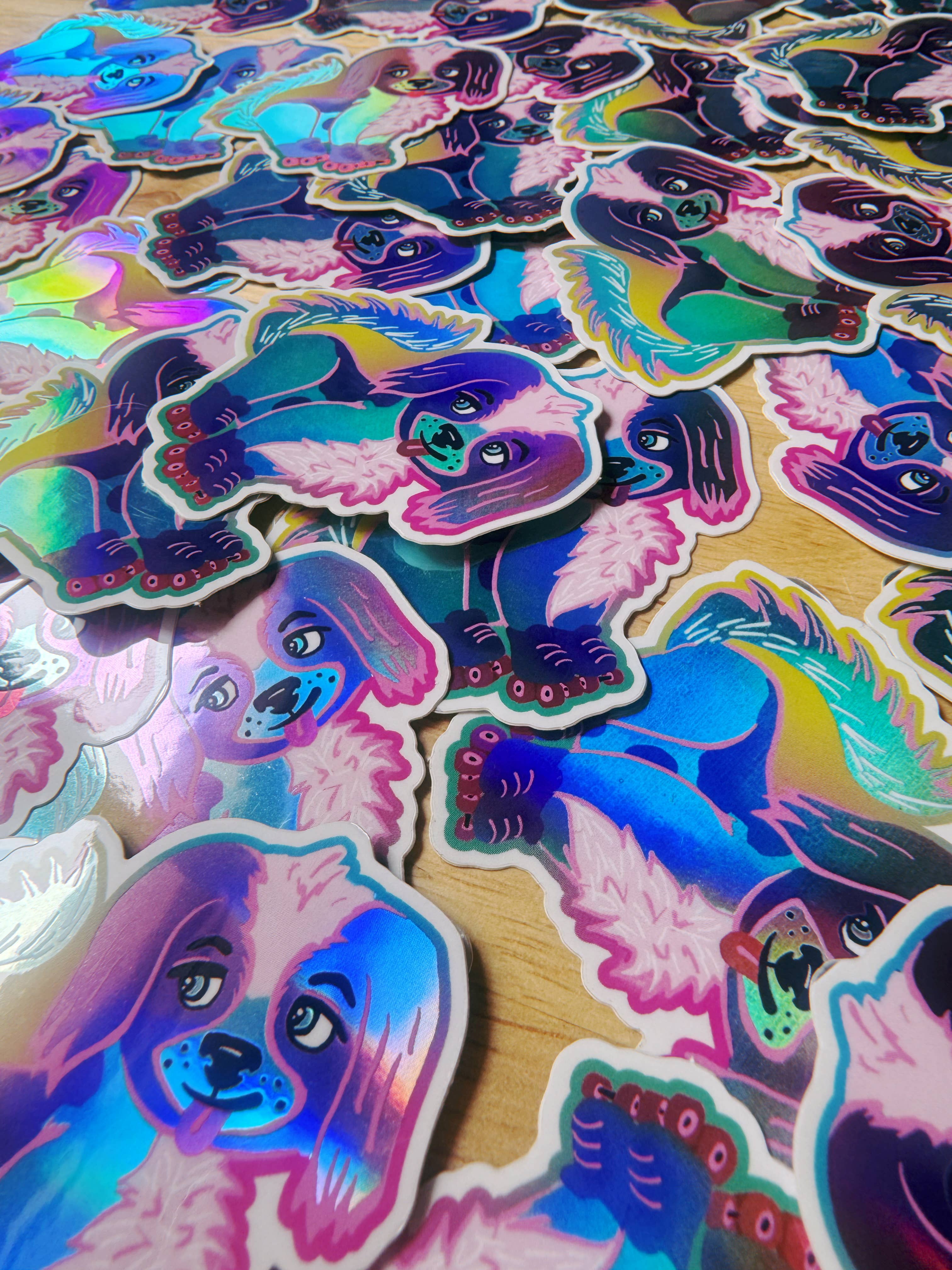 Create & Skate Factory - Wholesale Sticker - Skating Puppy Holographic Sticker1