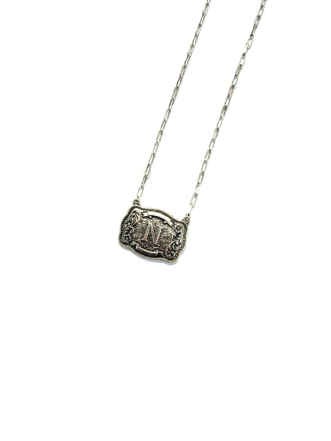 Snowing West - Wholesale Pendant/Charm Necklace - Western Belt Buckle Initial Necklace13