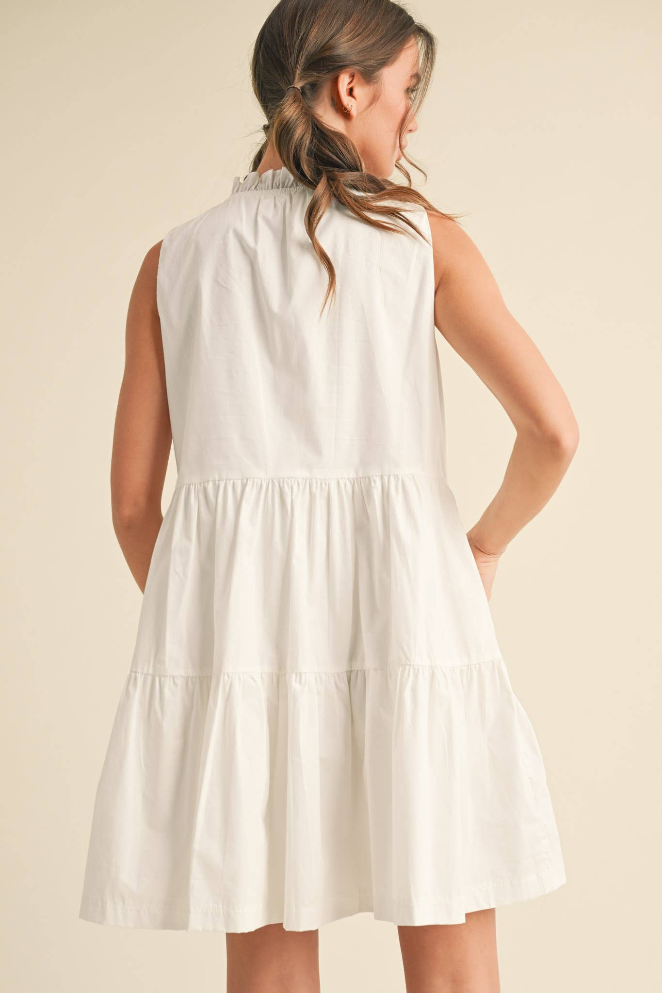 &MERCI - Wholesale Dress - Women's - FLORAL EMBROIDERY TIERED MINI DRESS MDR384124