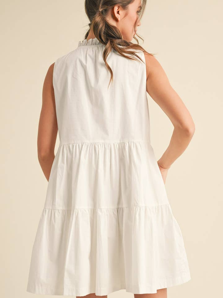 &MERCI - Wholesale Dress - Women's - FLORAL EMBROIDERY TIERED MINI DRESS MDR384124