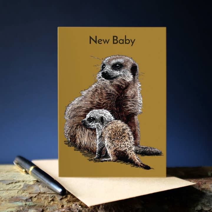 Some Ink Nice - Vente Cartes bébé - Carte pour nouveau-né suricate* carte suricate* cartes animaux3