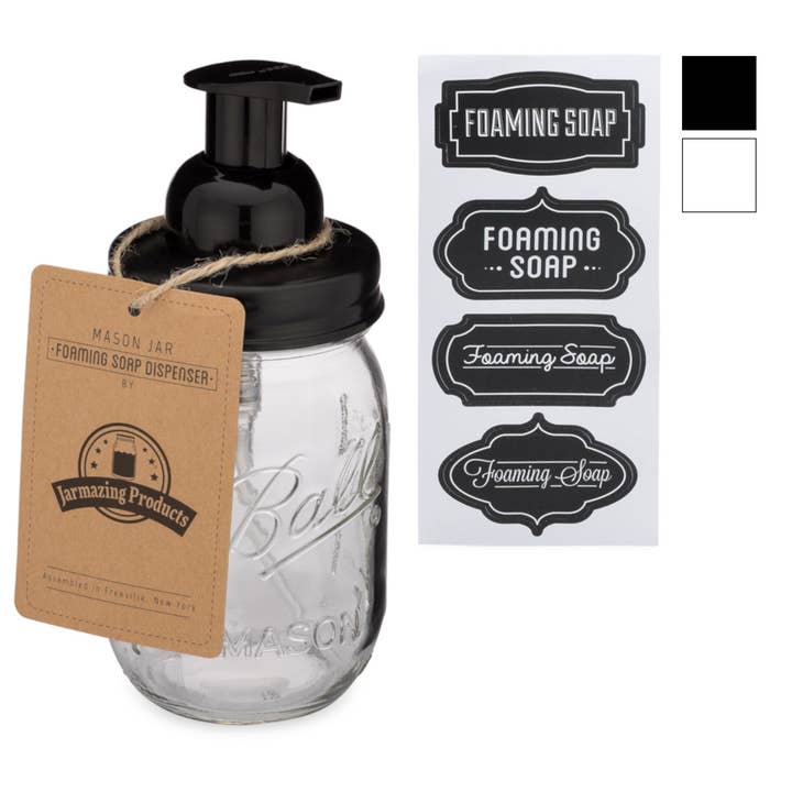 Mason Jar Foaming Soap Dispenser - With 16oz Ball Mason Jar and other Purchase Wholesale liquid soap container. Free Returns & Net 60 Terms on Faire trending on Faire.
