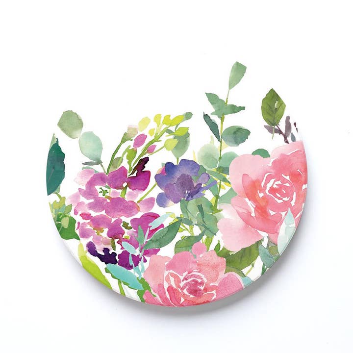Ceramic Round Coaster-Floral Watercolor Pattern 2 for wholesale by Clairmont & Co