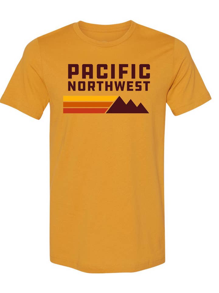 PNW Retro T-Shirt Mustard for wholesale by Northwest Vibes Supply Co.