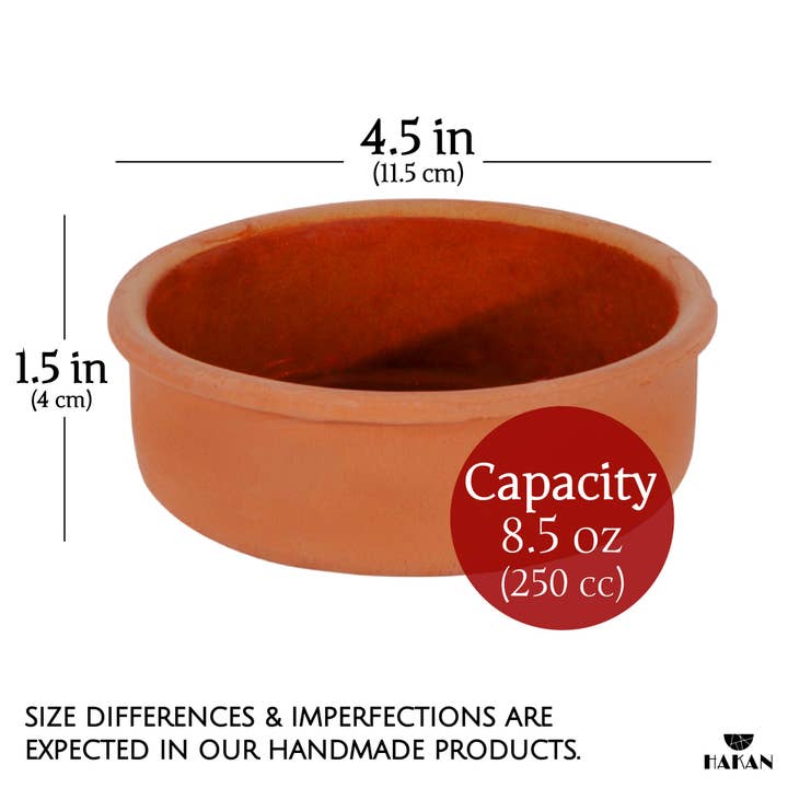 Hakan - Wholesale Cooking Pot - Hitit Clay Bowl Set of 6, Terracotta 4.5-inch Bowls Glazed1