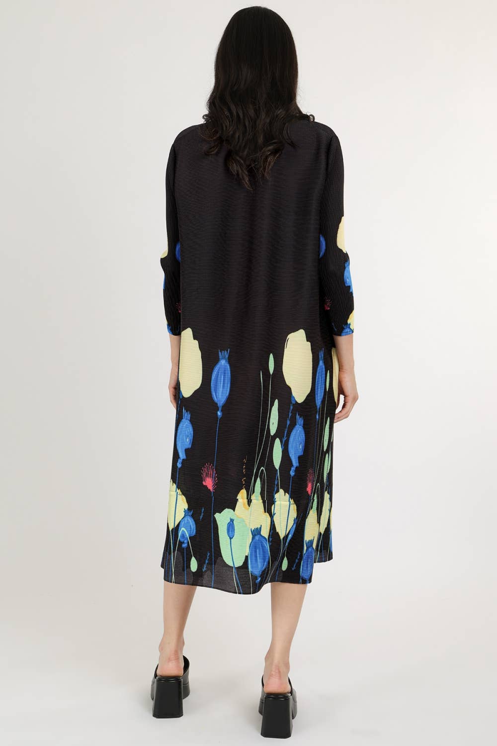 ZWART Moderne Geplooide Midi-jurk LC3761-L voor groothandel op Faire2