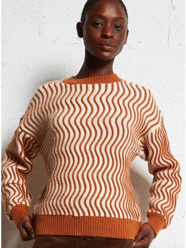 The Korner - USA - Wholesale Knit Sweater - Women's - T24203314 - Ladies Swirl Print Knit Sweater2