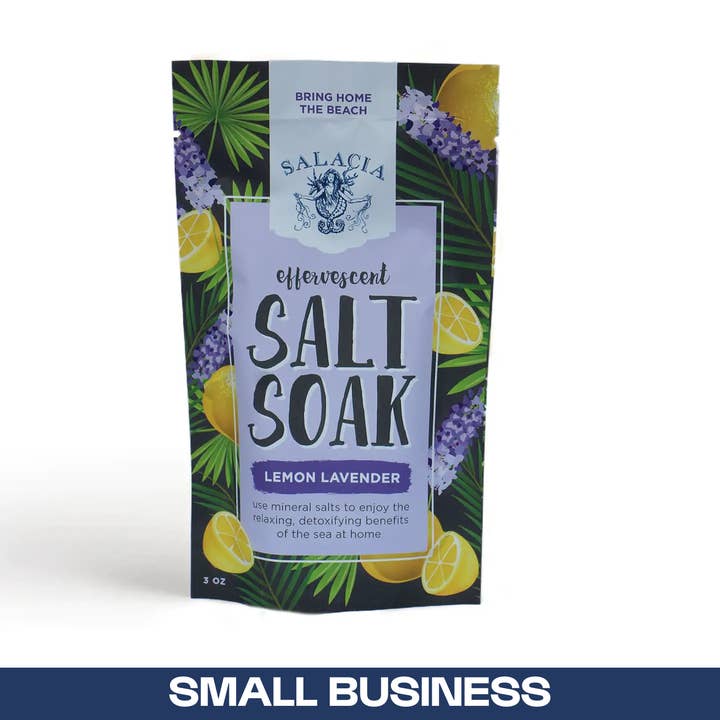 Lemon Lavender Effervescent Salt Soak | CLEAN BEAUTY | SPA for wholesale by Salacia Salts | Soaps | Bath Bombs | Lip Balms | Soy Candles
