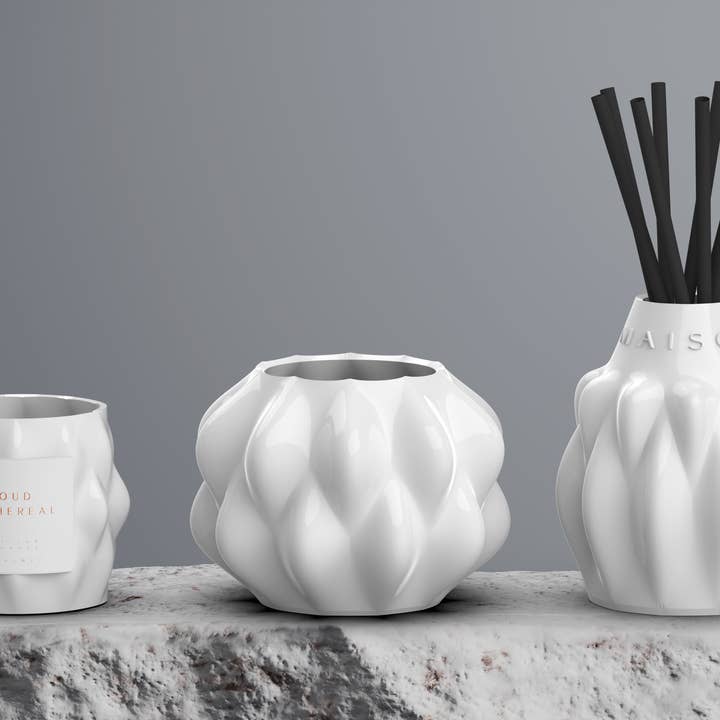 Vertu de Santal Artisanal French-Fragrance Candle in Limoges Porcelain for wholesale by Maison + House