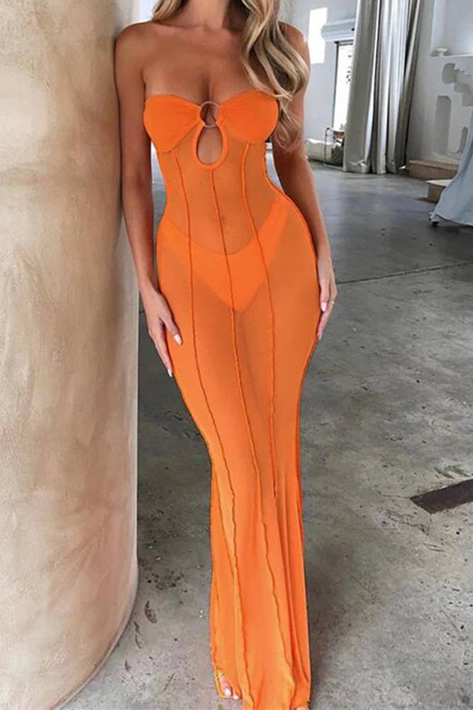 UNISHE - Wholesale Dress - Women's - Spring Summer Off Shoulder See Through Mesh Dress ZK12342