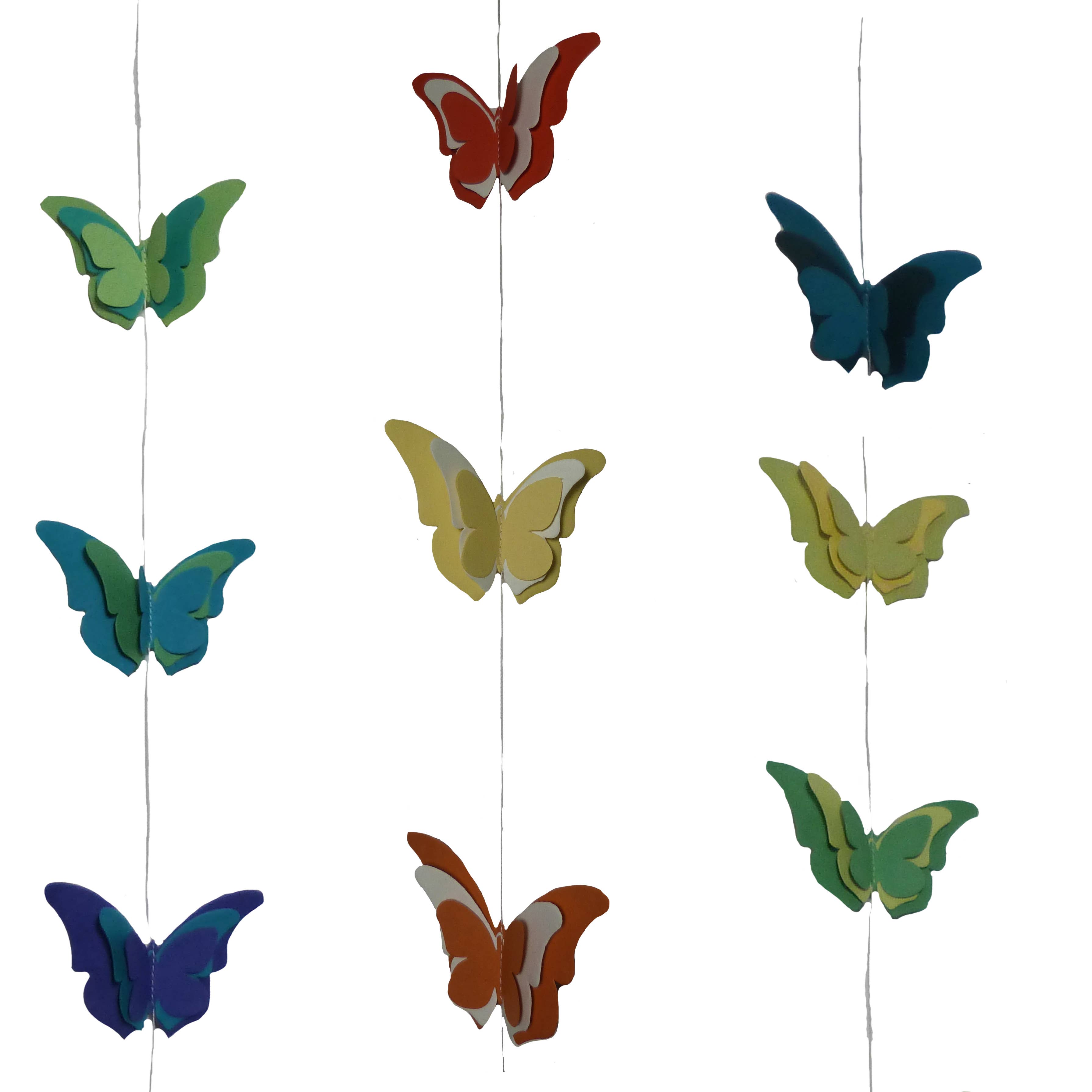 Epigram - Vente Fanion/guirlande - Guirlande de papillons bleus et pailleté 3D en papier6