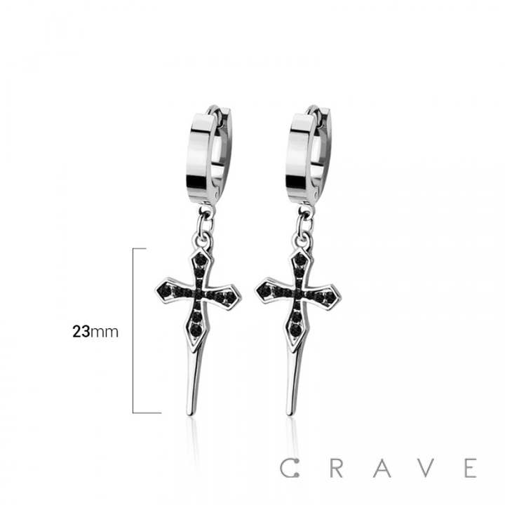 CRAVE BODY JEWELRY - Wholesale Dangle Earrings - PAIR OF 316L STAINLESS STEEL HUGGIE/HOOP EARRINGS WITH SHARP