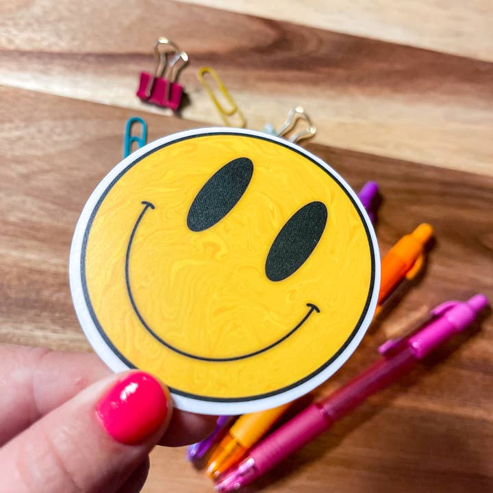 Sharp Thoughtlings - Wholesale Sticker - Yellow Swirly Smiley Face Sticker