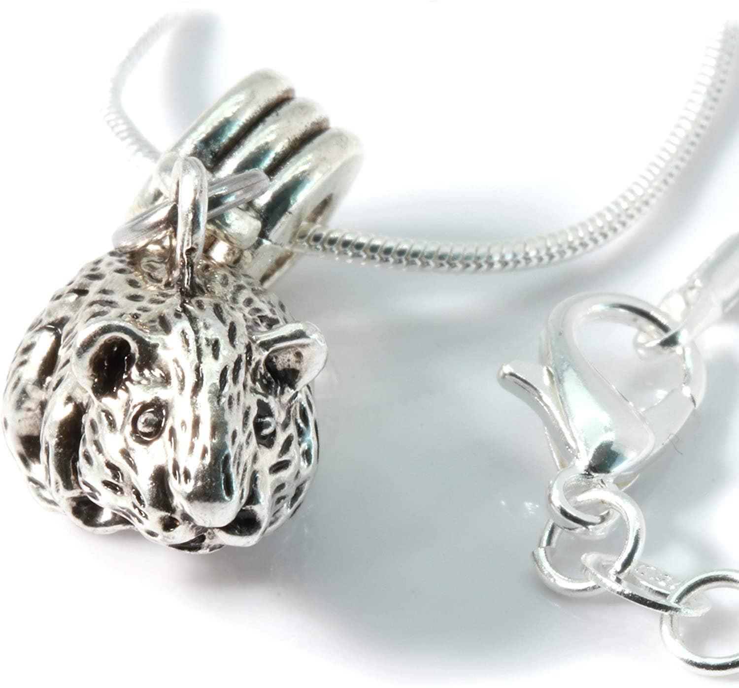 Dave The Bunny - Vendita all'ingrosso Collana con ciondolo/pendaglio - Collana con ciondolo porcellino d'India su catena a serpente placcata argento da 56 cm - Regalo ideale per amanti o commemorativo1