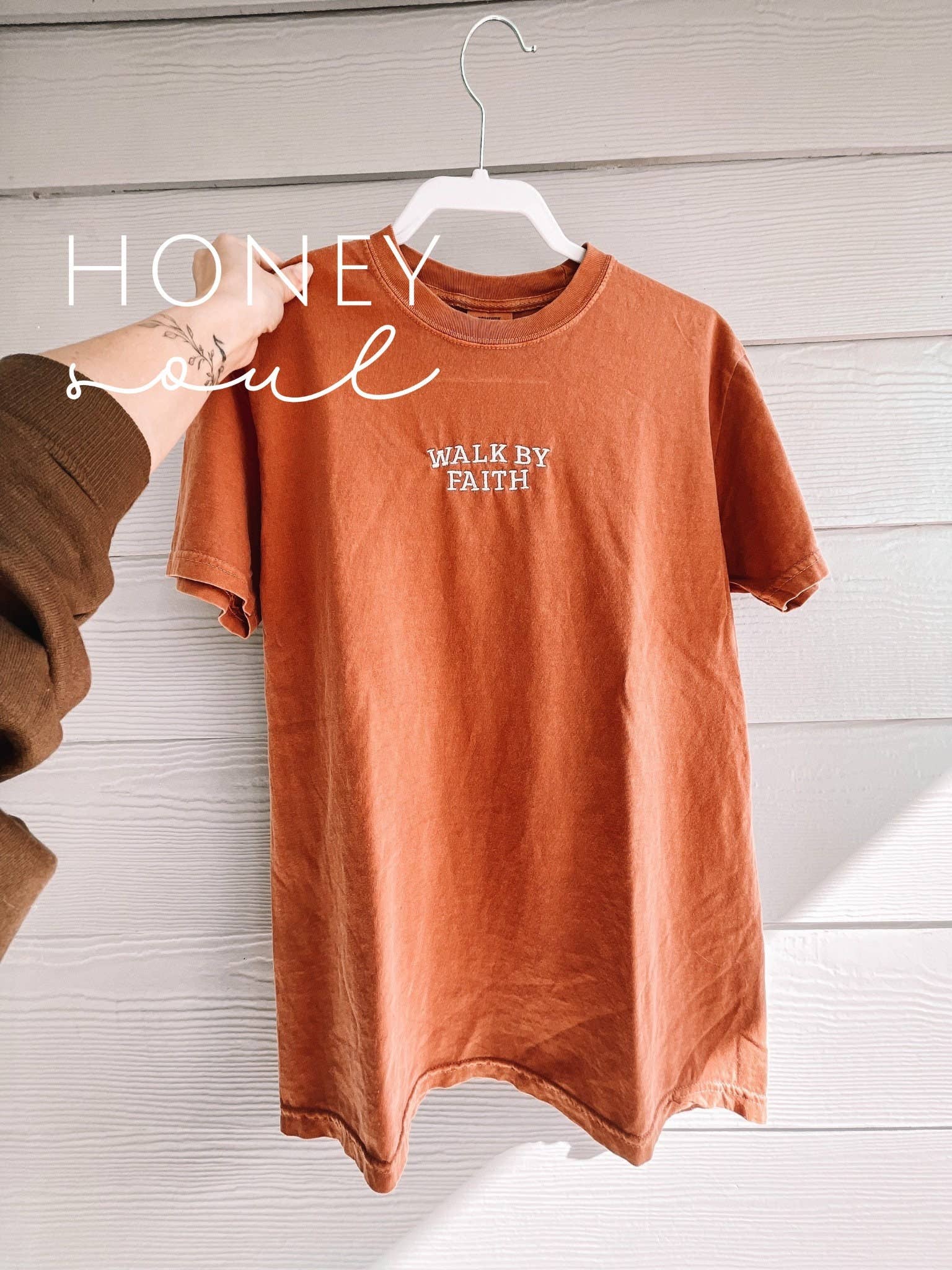 Honey Soul LLC - Wholesale T-Shirt - Women's - Embroidered Walk By Faith Tee3