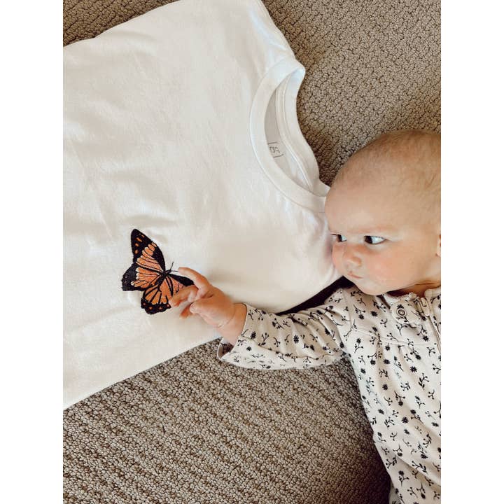 Little Lamb Designs - Wholesale Bandana - Women's - Embroidered Butterfly On Bandana, Tshirt, Or Onesie