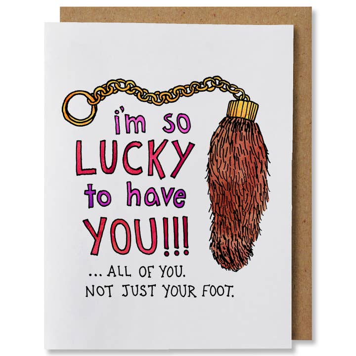 Lucky Foot - Illustrated Funny Pun Love Friendship Card for wholesale by NANU Studio