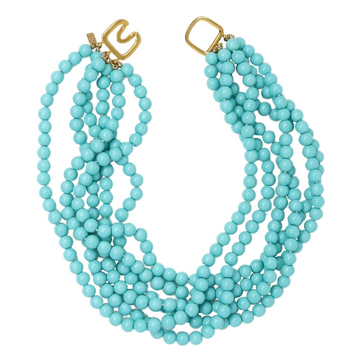 Six Row Turquoise Bead Necklace for wholesale by Kenneth Jay Lane