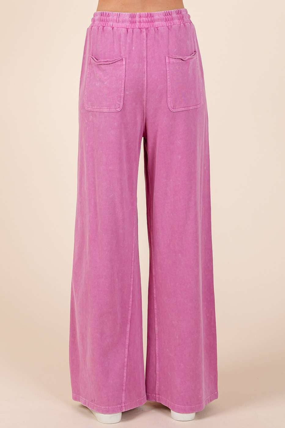mittoshop - Wholesale Pants - Women's - MINERAL WASH FRENCH TERRY WIDE LEG PANTS12